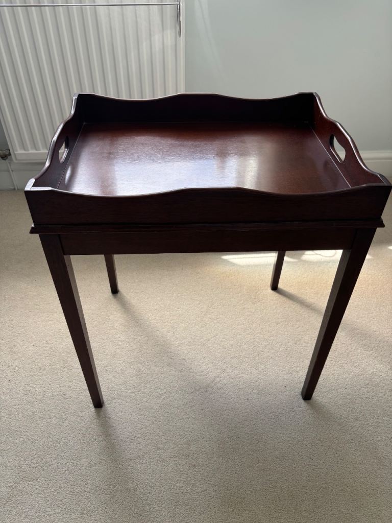 Wooden Tray Table - Dark Brown, Good Condition