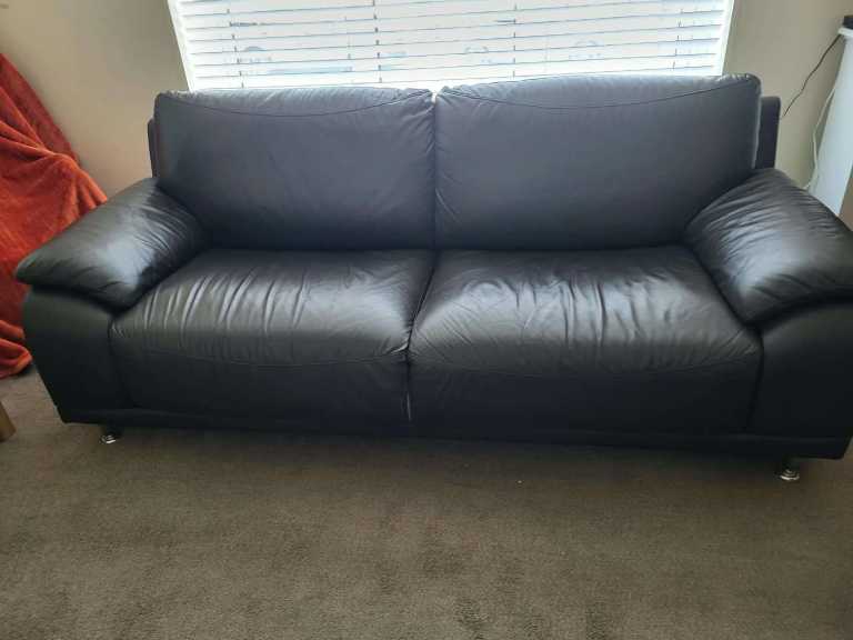 Brown leather sofa