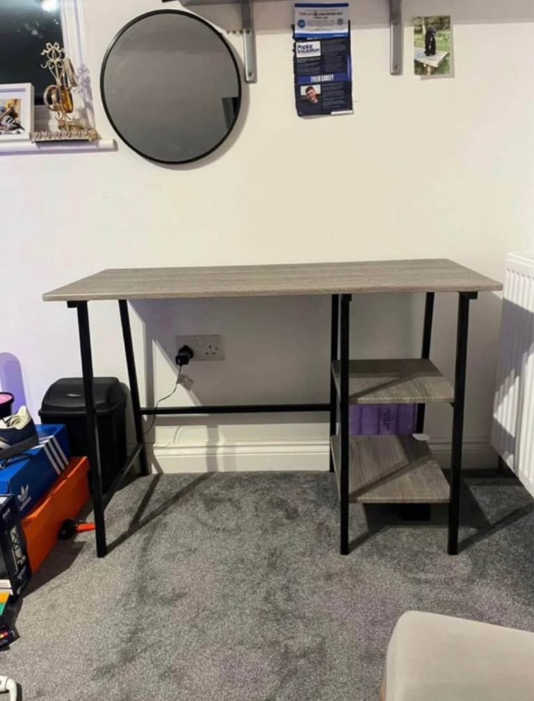 Grey wooden desk 