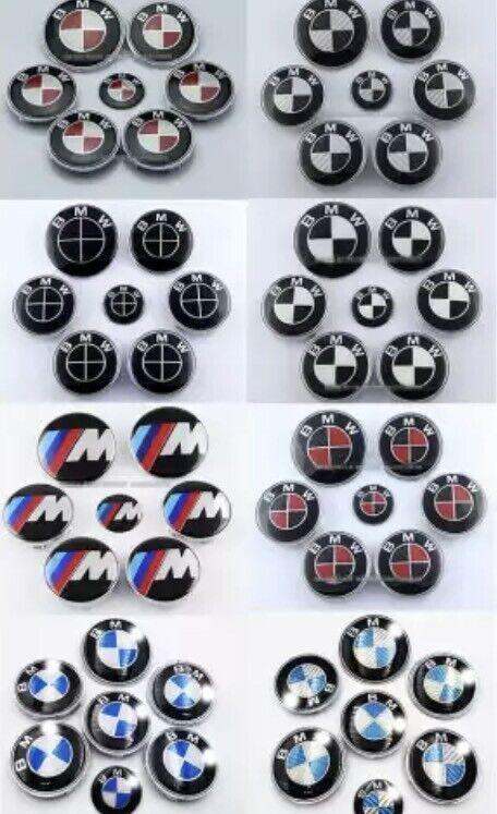 Bmw complete badge set wheels alloys bonnet boot steering 7 piece