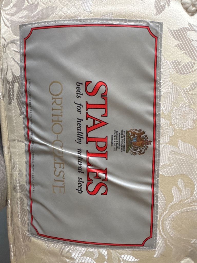 Staples double bed (mattress +divan base +headboard) (Price reduced!)