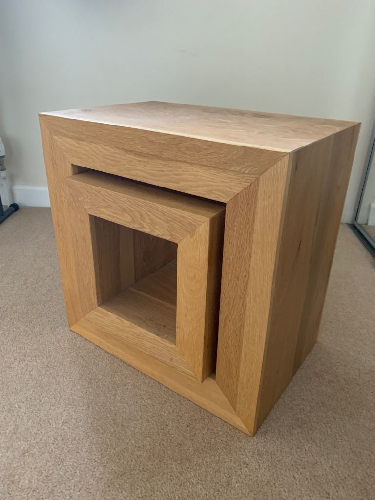 NEW PRICE!!! PAIR of SOLID OAK Nest of Tables 