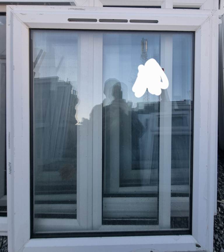 New Obscure UPVC Double Glazed White Window 880mm W x 1065mm H #89