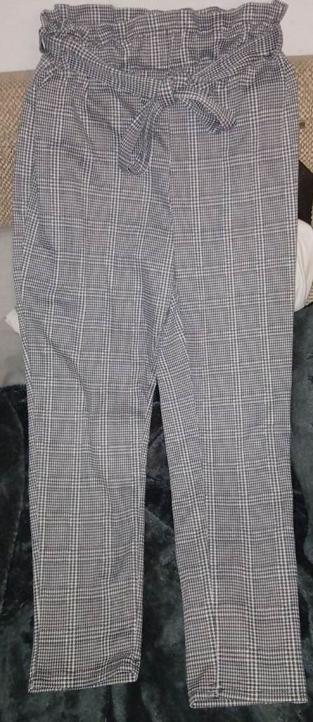 Grey and white checkered Womens trousers 
