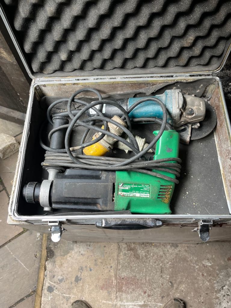 Hitachi drill and Makita 4 1/2 inch grinder