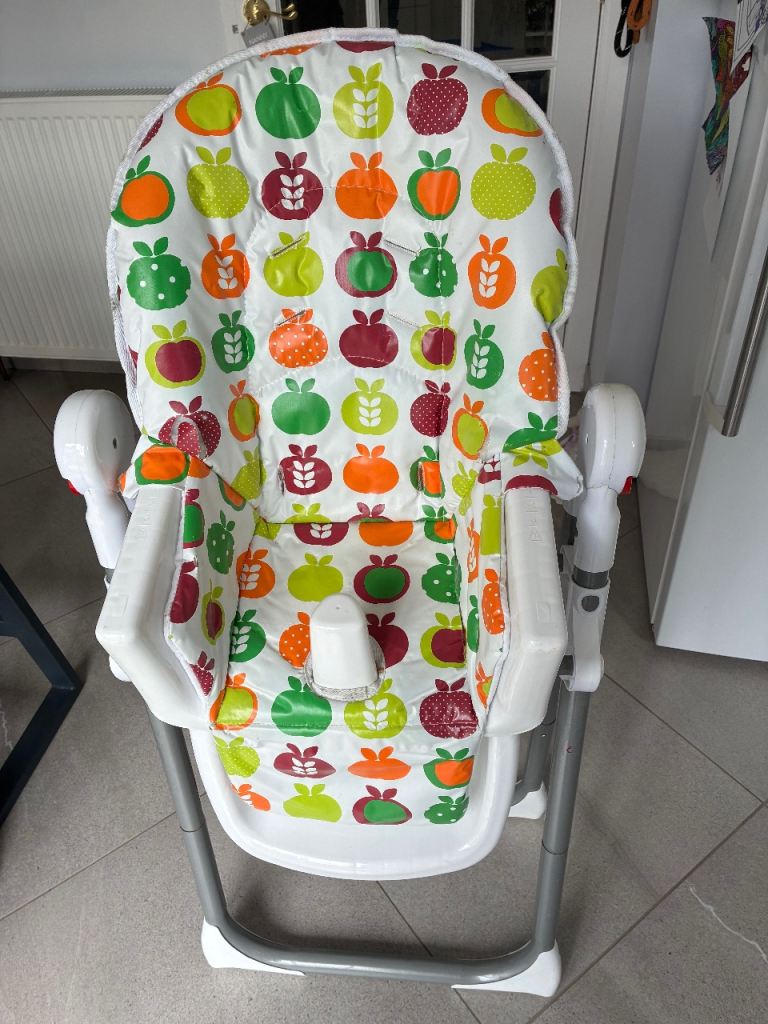 Baby High Chair with Colourful Apple Print – Good Condition