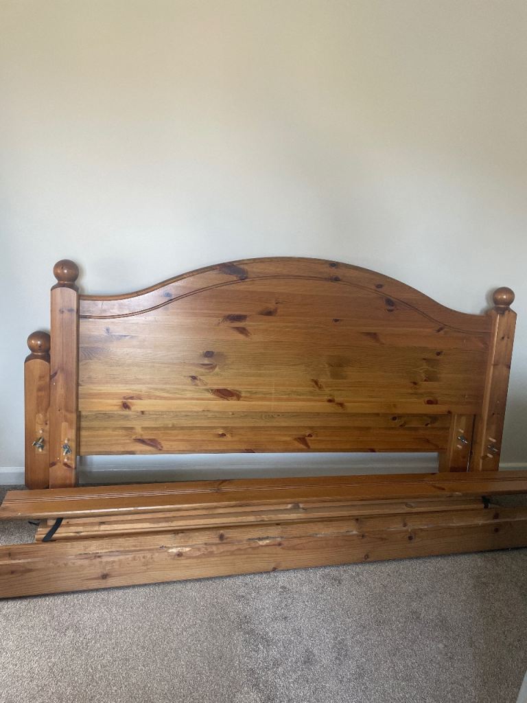 Good Condition Brown Wooden Double Bed Frame and Bed