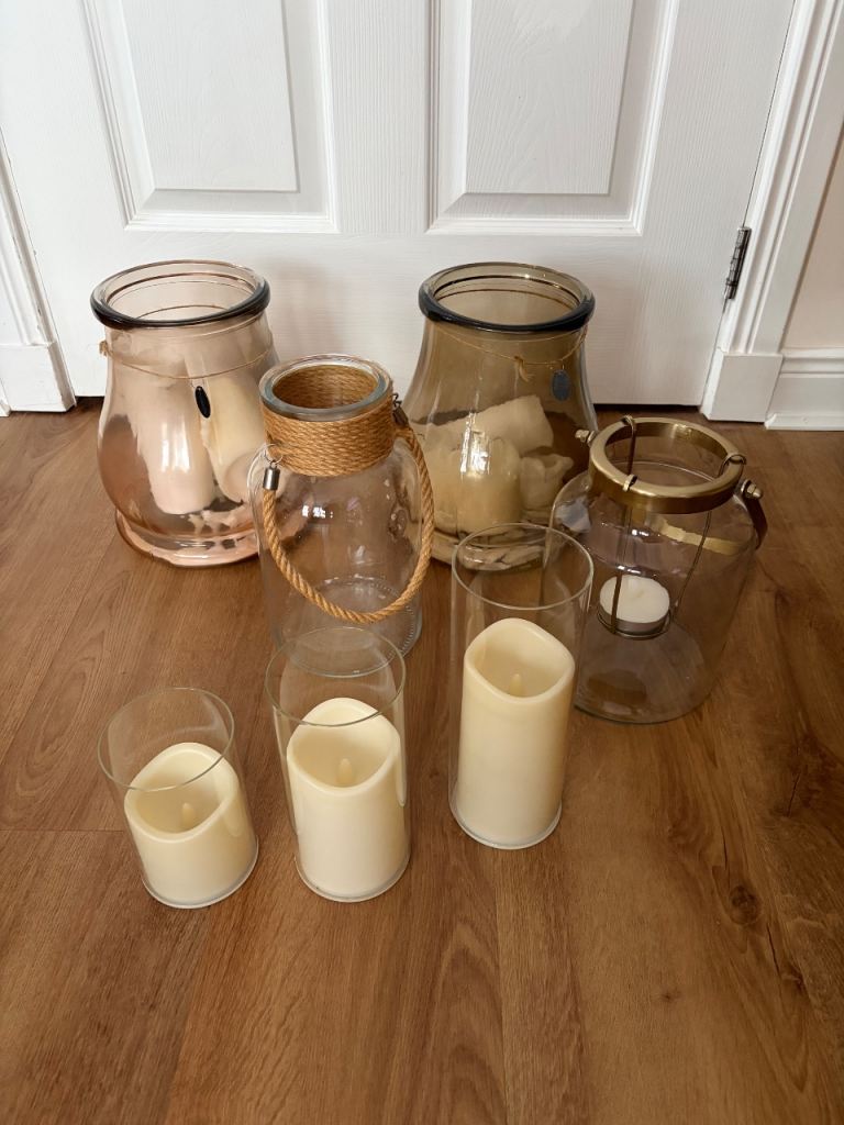 Glass Candle Holders with LED Candles – Wedding Living Room Decoration Bathroom 