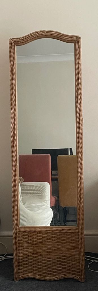 Large Rattan Standing Mirror – Good Condition