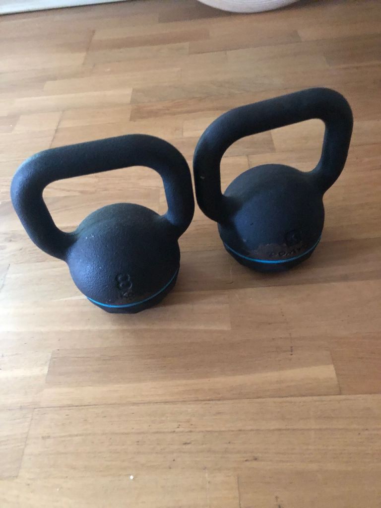 Pair of 8kg Black Kettlebells – Good Condition