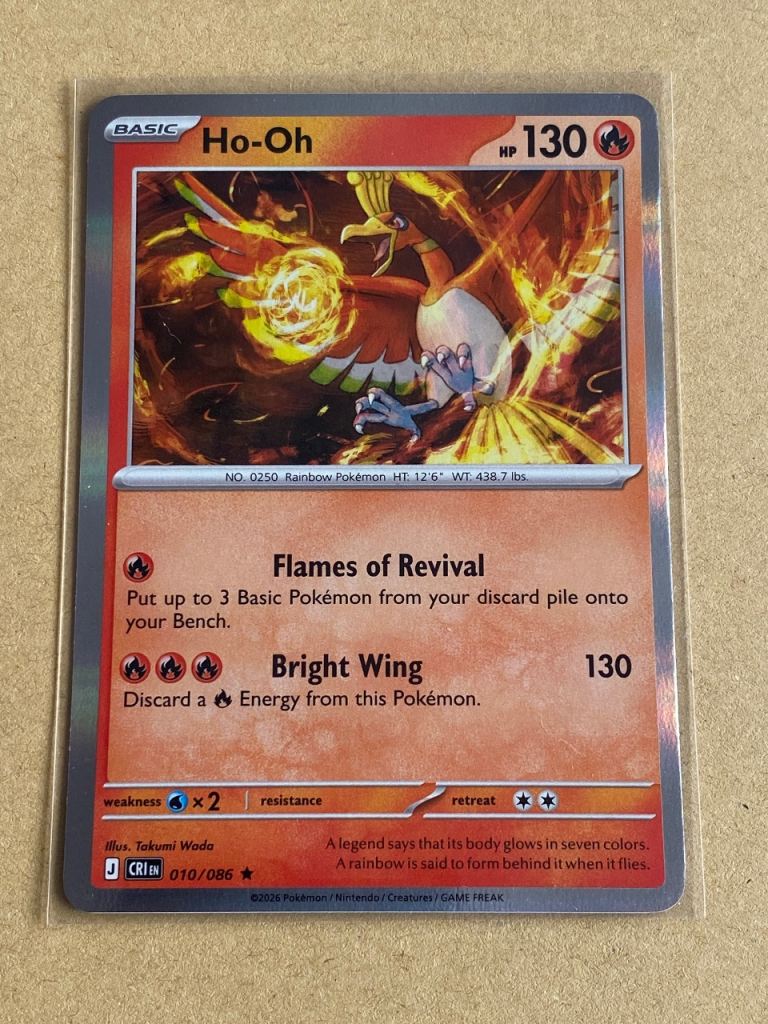 Pokémon Ho-Oh 010/086 Holo Rare Chaos Rising 2026 English Card
