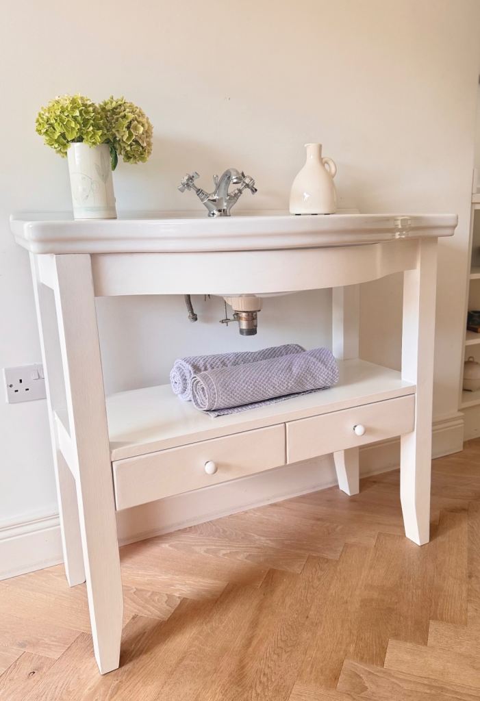 Solid wood vanity sink unit 