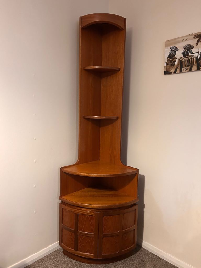 Retro Vintage Mid Century Teak Corner Cabinet By Nathan Furniture-Courier