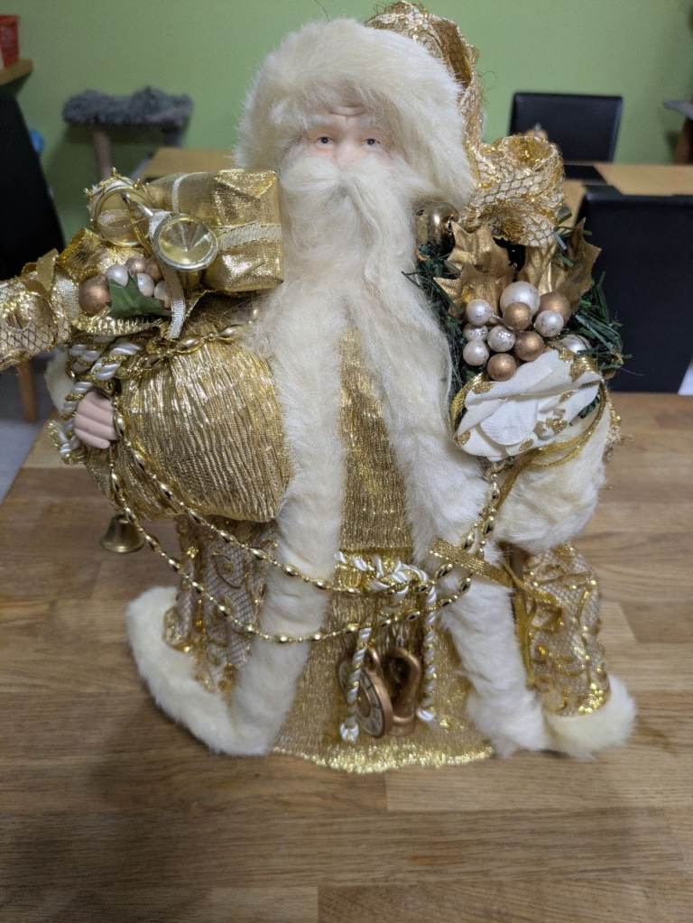 image for Stunning large gold father Christmas tree topper/ ornament 