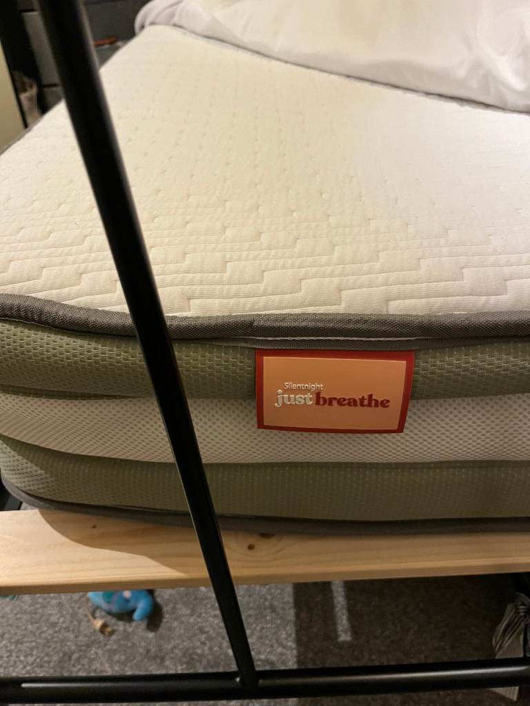Just Breathe Mattress and black metal bed frame (double) 