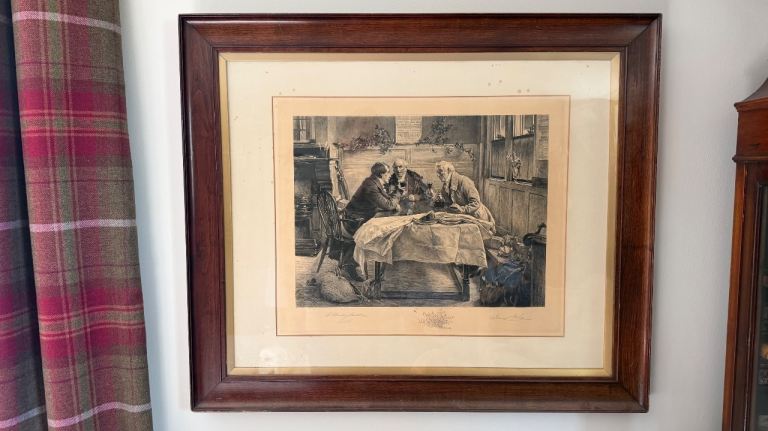 Large antique framed print picture