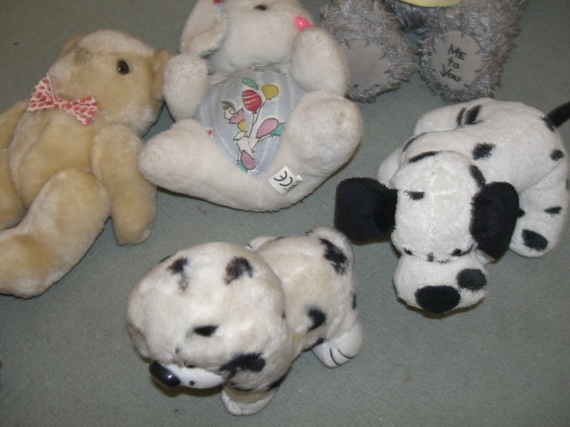 Box of soft animal toys 