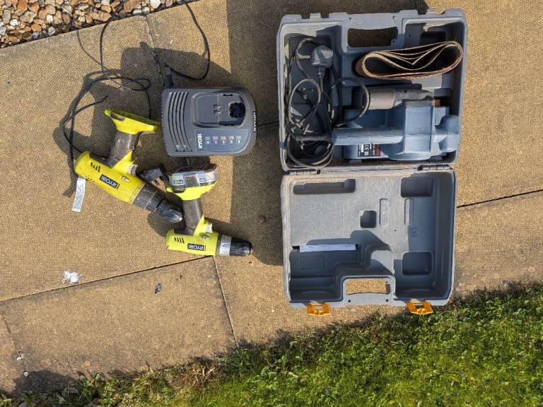 Ryobi battery drill, drill/driver & belt sander