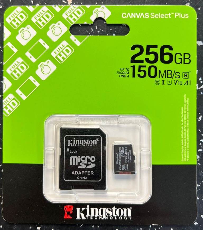 Kingston Technology CANVAS Select Plus 256GB 150 MB/S Brand New Micro SD Card & Adapter