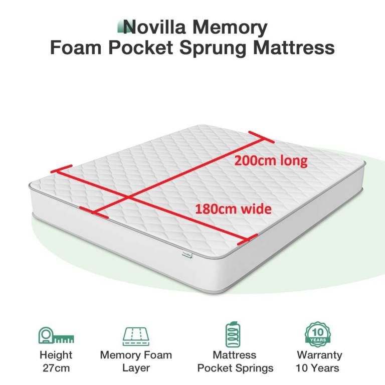 2 WEEKS OLD Novilla SuperKing 6ft Memory foam pocket spring mattress. Eccles, Mcr