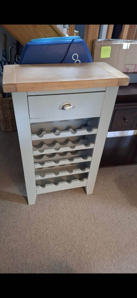 Painted Wine Rack Cabinet with Solid Oak Top 