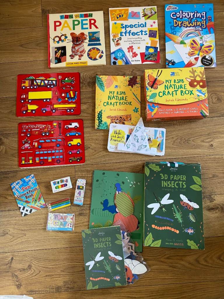 NEW NATURE BOX (INC CRAFT BOOK, BUNTING, MASKS & ACTIVITY CARDS) + STENCILS + BOOKS