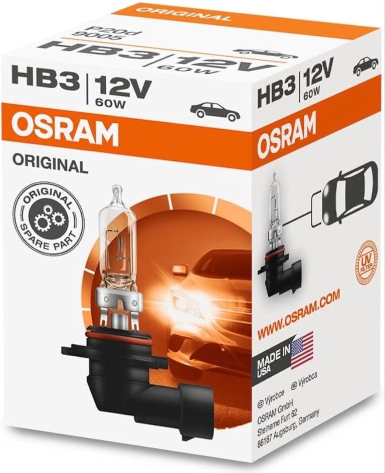 2 X OSRAM Original 12V HB3 halogen headlamp bulb 9005 (Set of 2 bulbs)