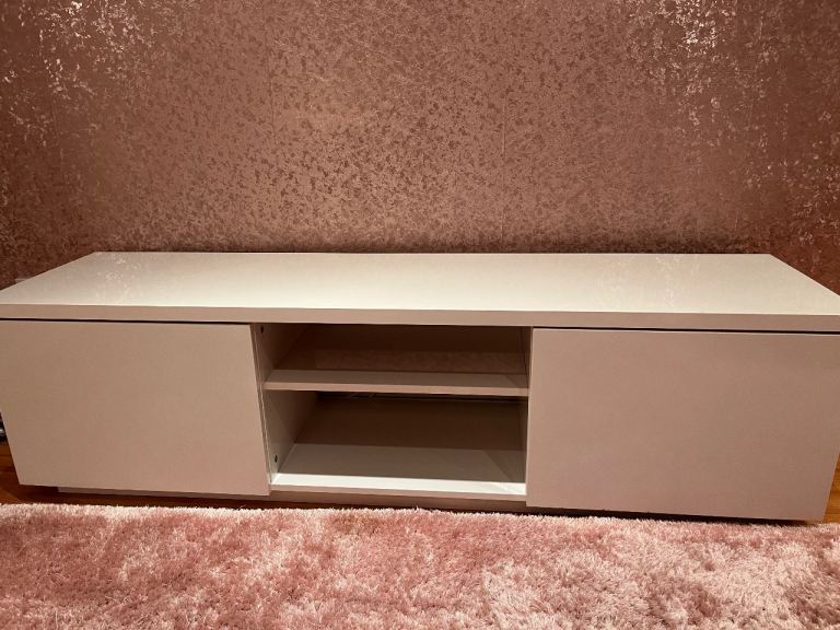 White TV unit c/w 2 drawers.