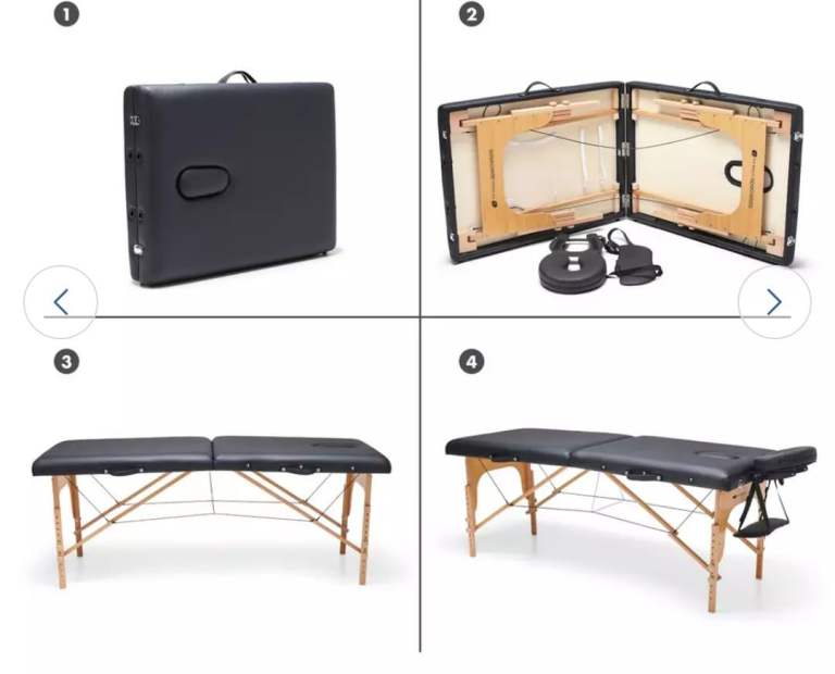 Foldable Black Massage Table with Accessories – Good Condition