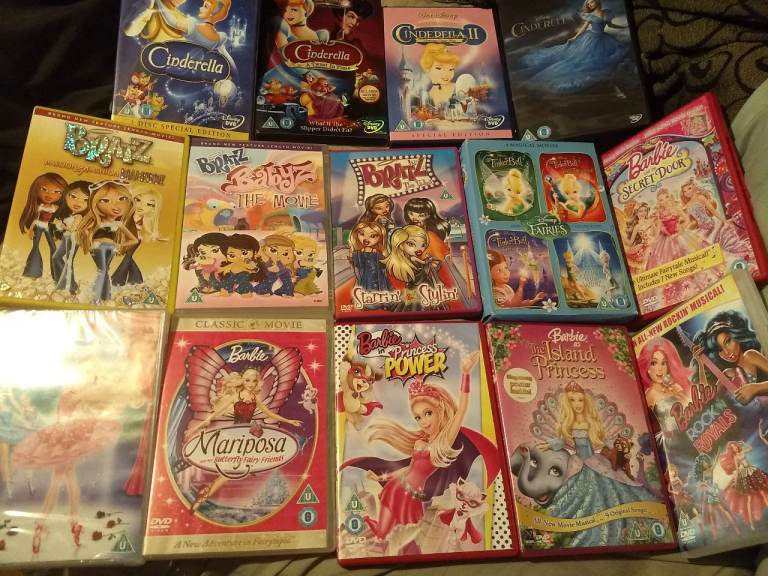 30 DVD collection for girls. Barbie, Bratz, Little mermaid, Tinkerbell, Cinderella