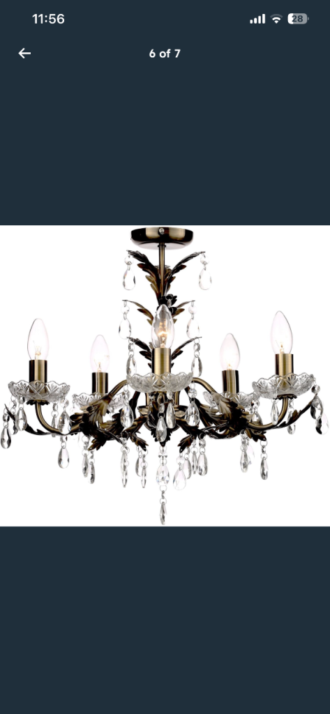 image for Pair of Gold Metal Ceiling Lights / Chandeliers – Good Condition