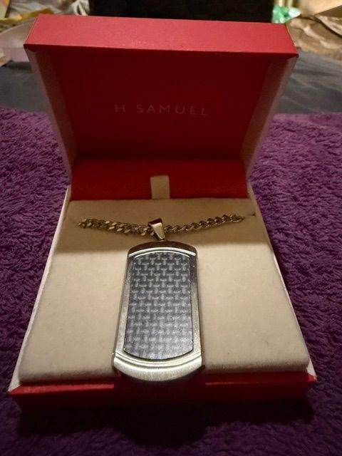 BBNIB MENS STAINLESS STEEL CURB CHAIN NECKLACE WITH DOG TAG PENDANT ENGRAVED