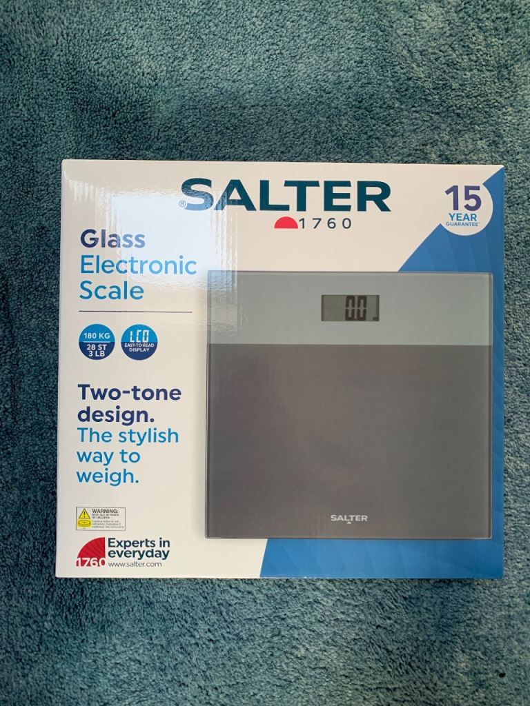Salter Glass Electronic Bathroom Scale - Grey Two-Tone Design