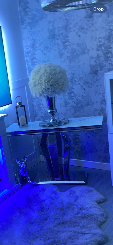 Modern Mirrored Console Table with Marble Top – As Good As New