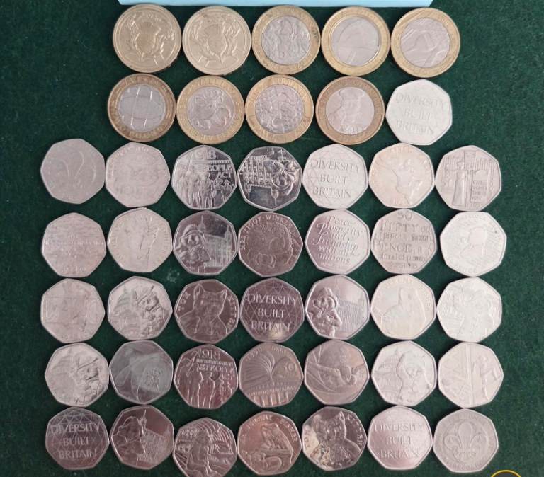 JobLot of 49 Commemorative UK Coins – 50p & £2 (Beatrix Potter, Diversity, etc.)