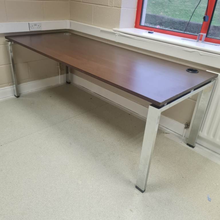 2 metre executive walnut office desks 