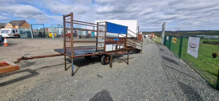 Harrington sheep handling race trailer with turnover , tractor 
