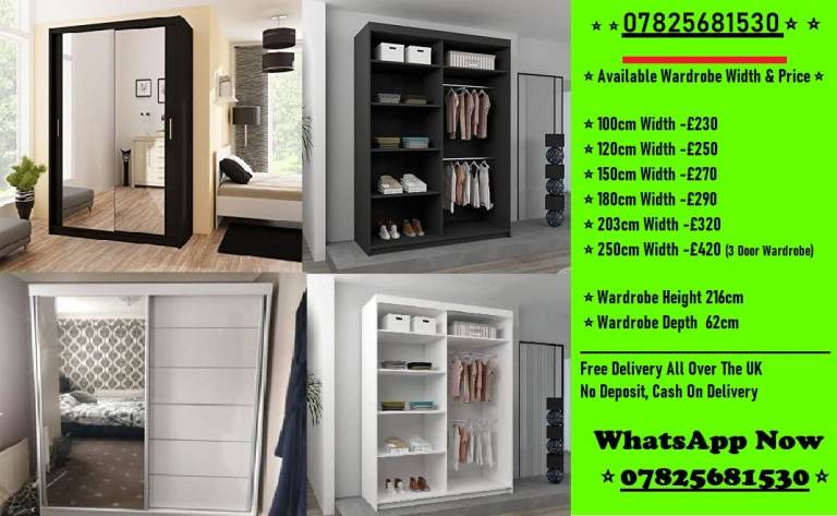Milan And Chicago Sliding Door Wardrobe Now Available in Stock !!