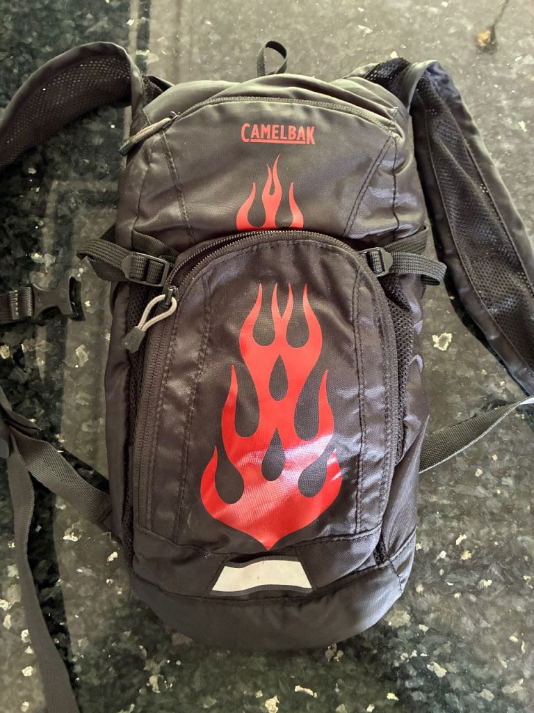 Camelbak Hydration Backpack – Black with Red Flames