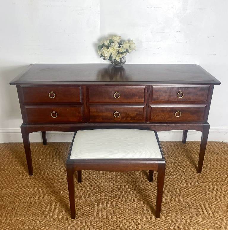 image for Stag Minstrel 6 Drawer Console Table / dressing table / sideboard + Stool