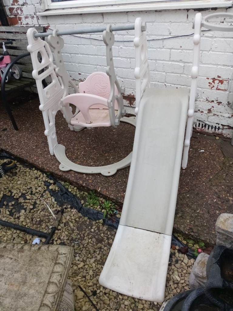 image for Babys pink slide and swing set 