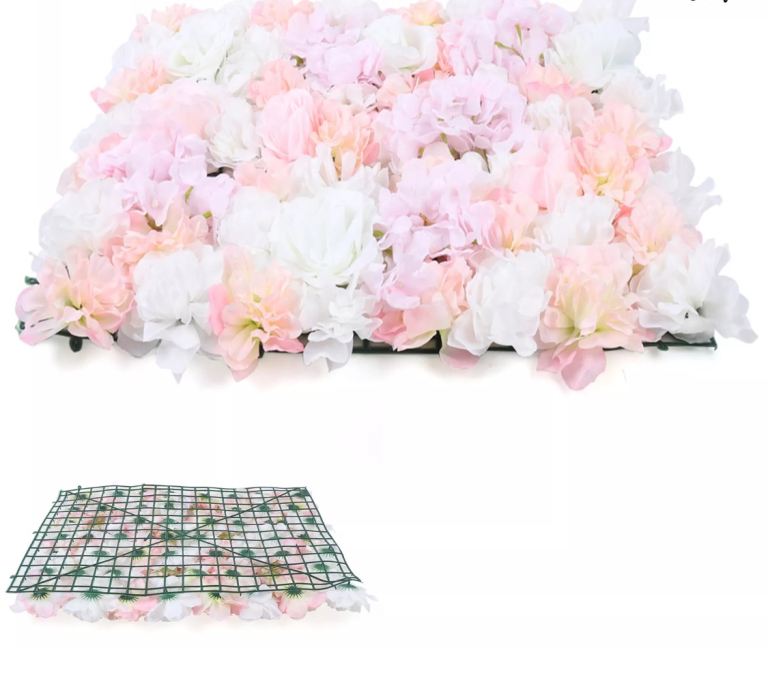 **Reduced** flowers backdrop - artificial rose /grass wall panel