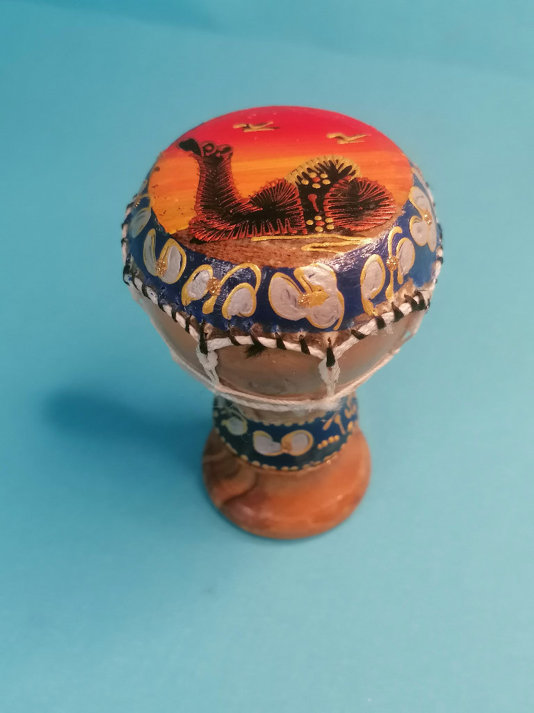 5-inch Wooden Djembe Drum - Hand Carved African Tribal Designs.