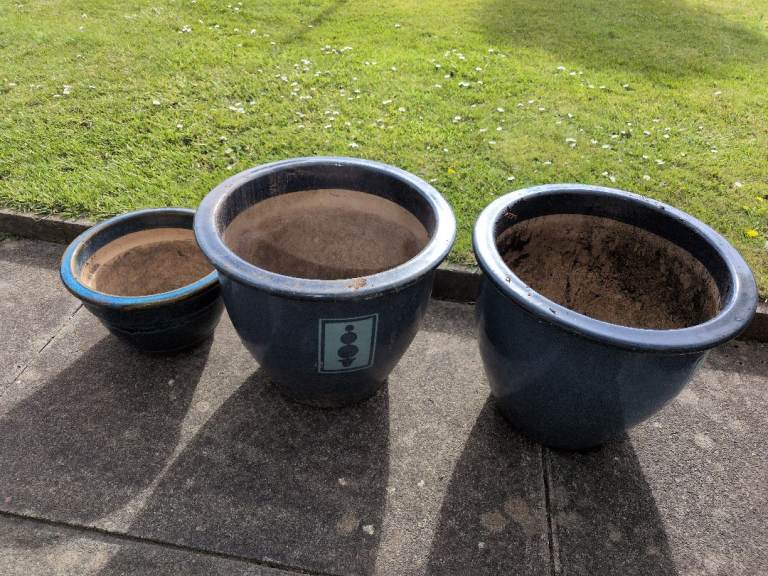 Blue ceramic pots