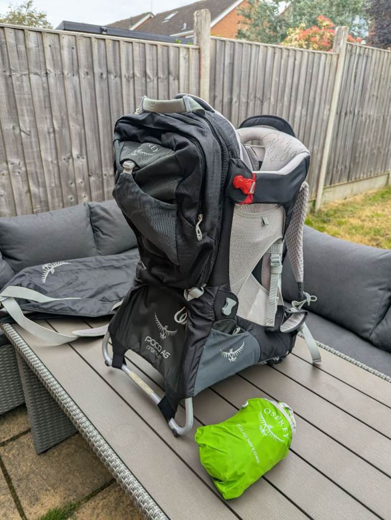Osprey Poco AG premium with case, rain cover, Sun shade, mirror, daybag