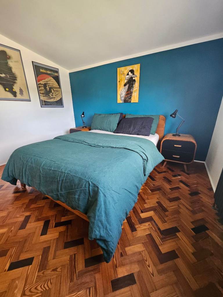 Made Com King Size bed with set of two bedside tables