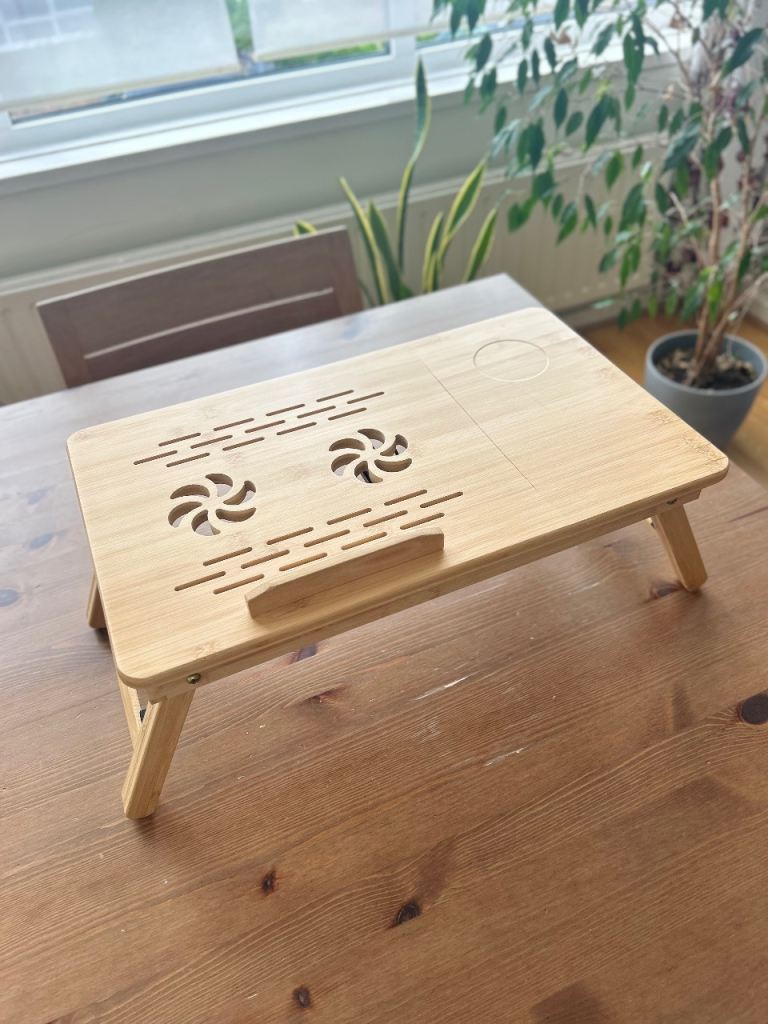 Bamboo Laptop Bed Tray Table - Adjustable, Folds Flat