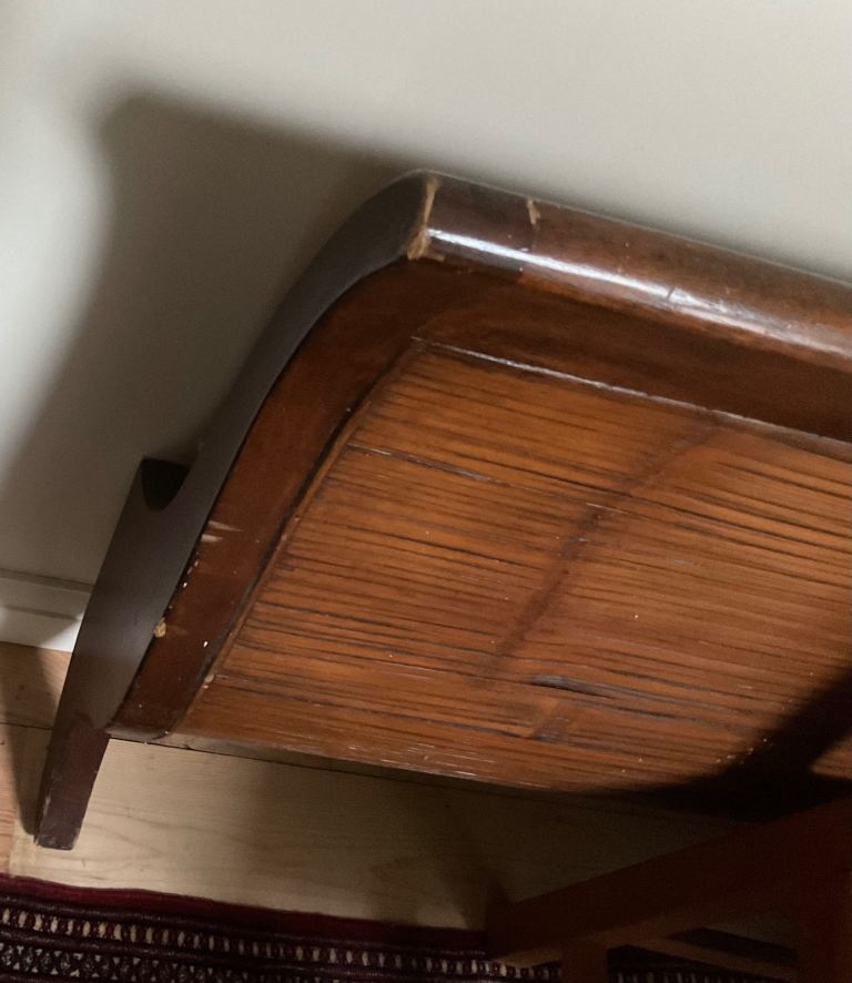 image for Solid wood, screen? Bed? sledge bed, curved bamboo screen.