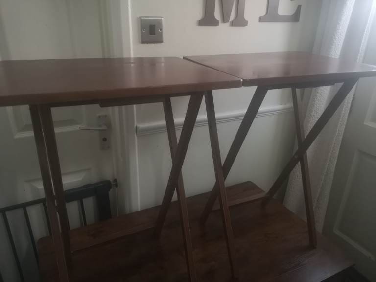 Two Folding Wooden Tray Tables – Good Condition