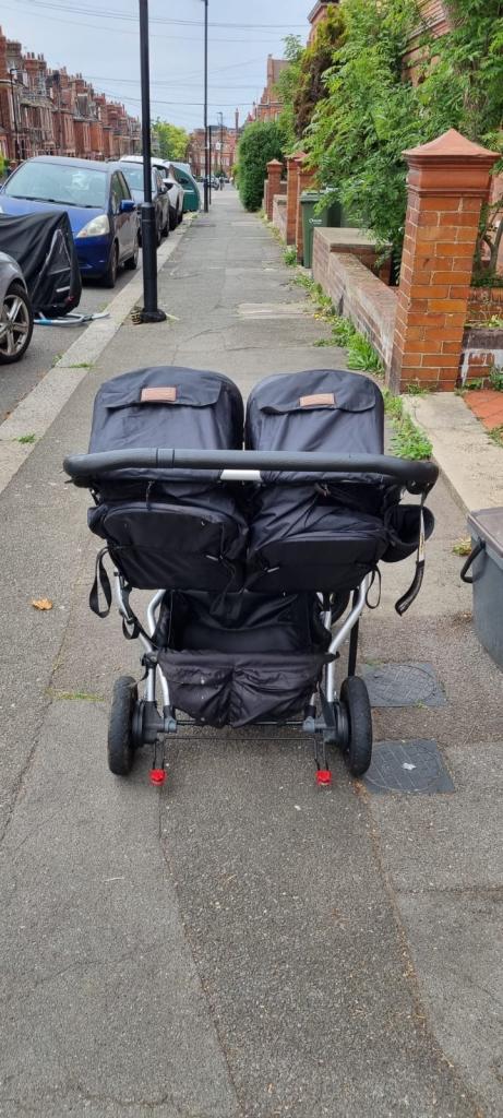 Mountain Buggy Duet - Black Double – Good Condition With rain over